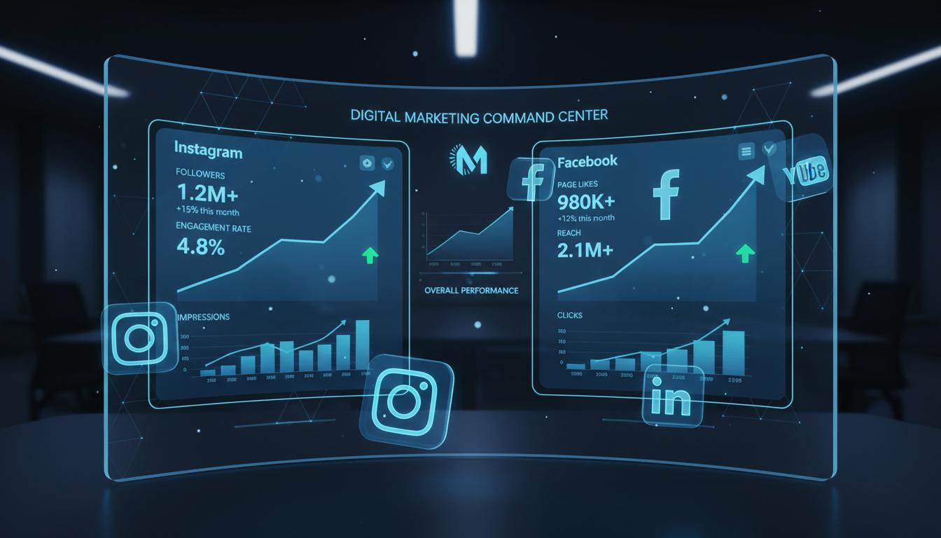 Social Media Marketing Dashboard with Meta Ads Analytics and Growth Charts